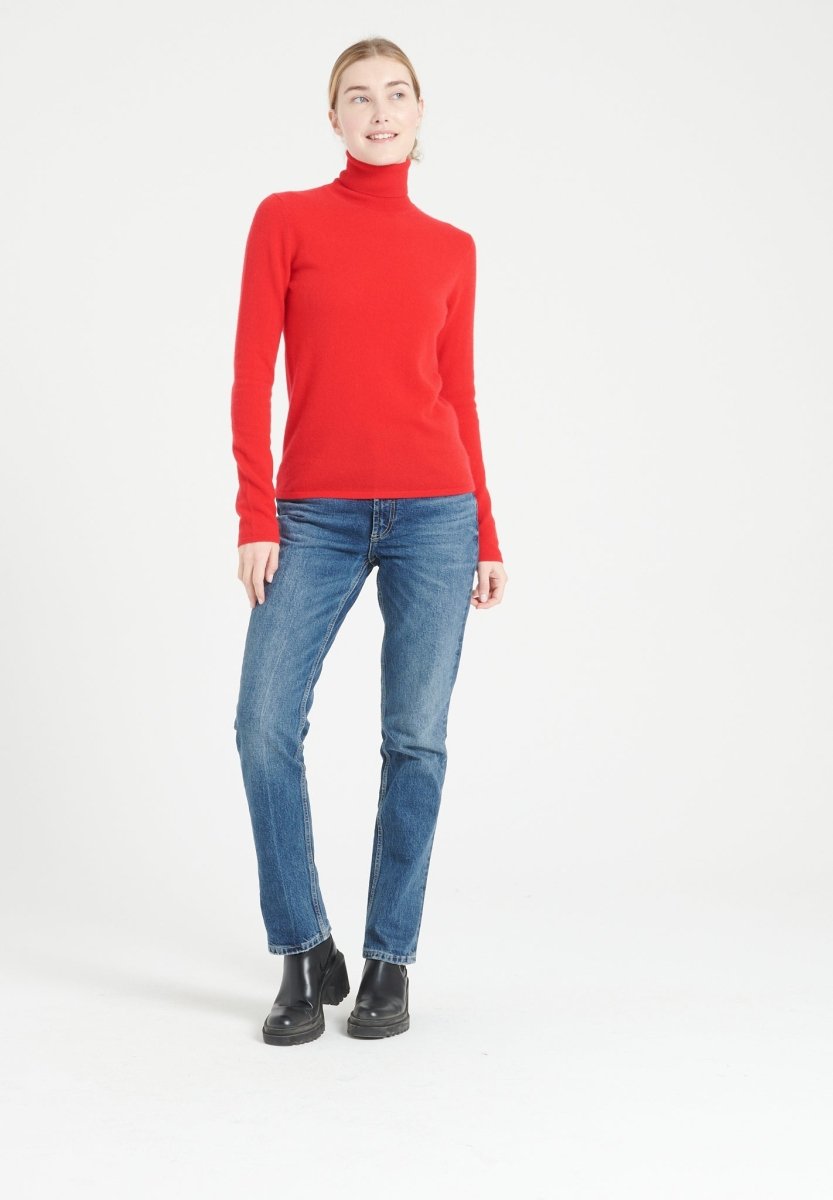 Pull col roulé cachemire rouge femme - LILLY 3-1