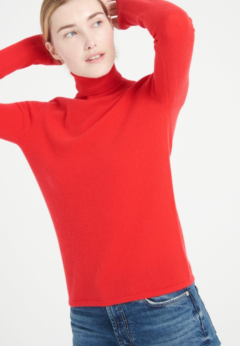 Pull col roulé cachemire rouge femme - LILLY 3-2