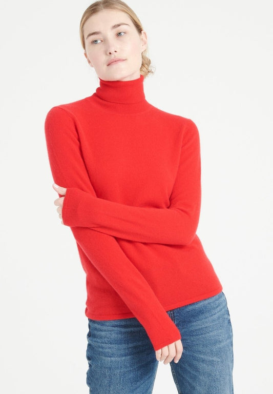 Pull col roulé cachemire rouge femme - LILLY 3-0