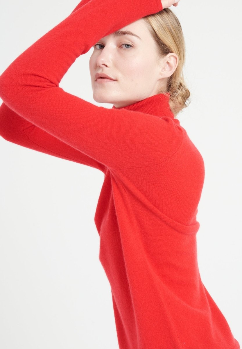 Pull col roulé cachemire rouge femme - LILLY 3-3