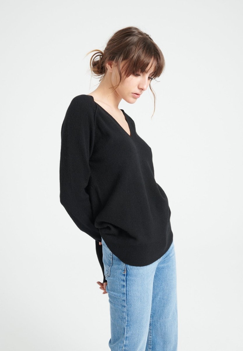 Pull col V cachemire noir femme - LILLY 6-3